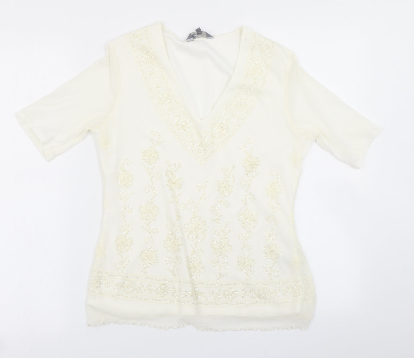Mia Moda Womens Ivory   Basic Blouse Size 14