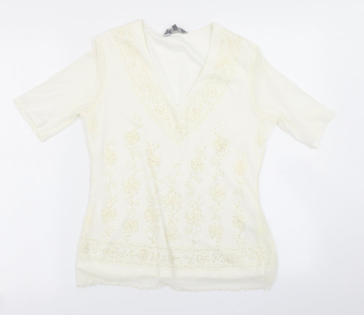Mia Moda Womens Ivory Basic Blouse Size 14