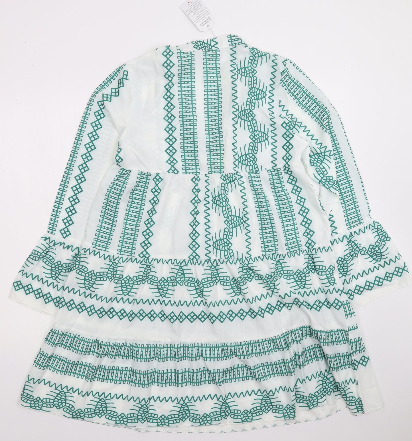 Preworn Womens White Geometric  Fit & Flare  Size S