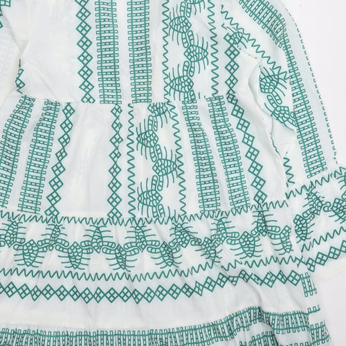 Preworn Womens White Geometric  Fit & Flare  Size S
