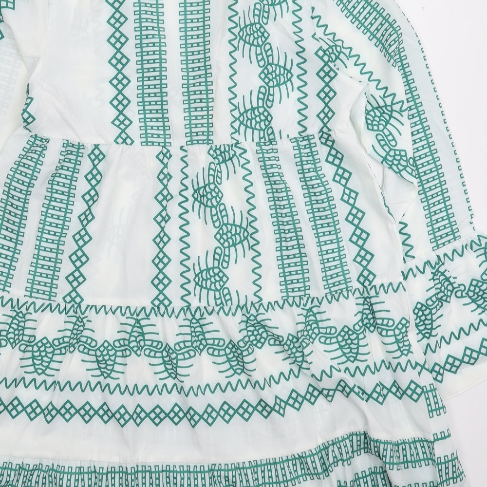Preworn Womens White Geometric  Fit & Flare  Size S