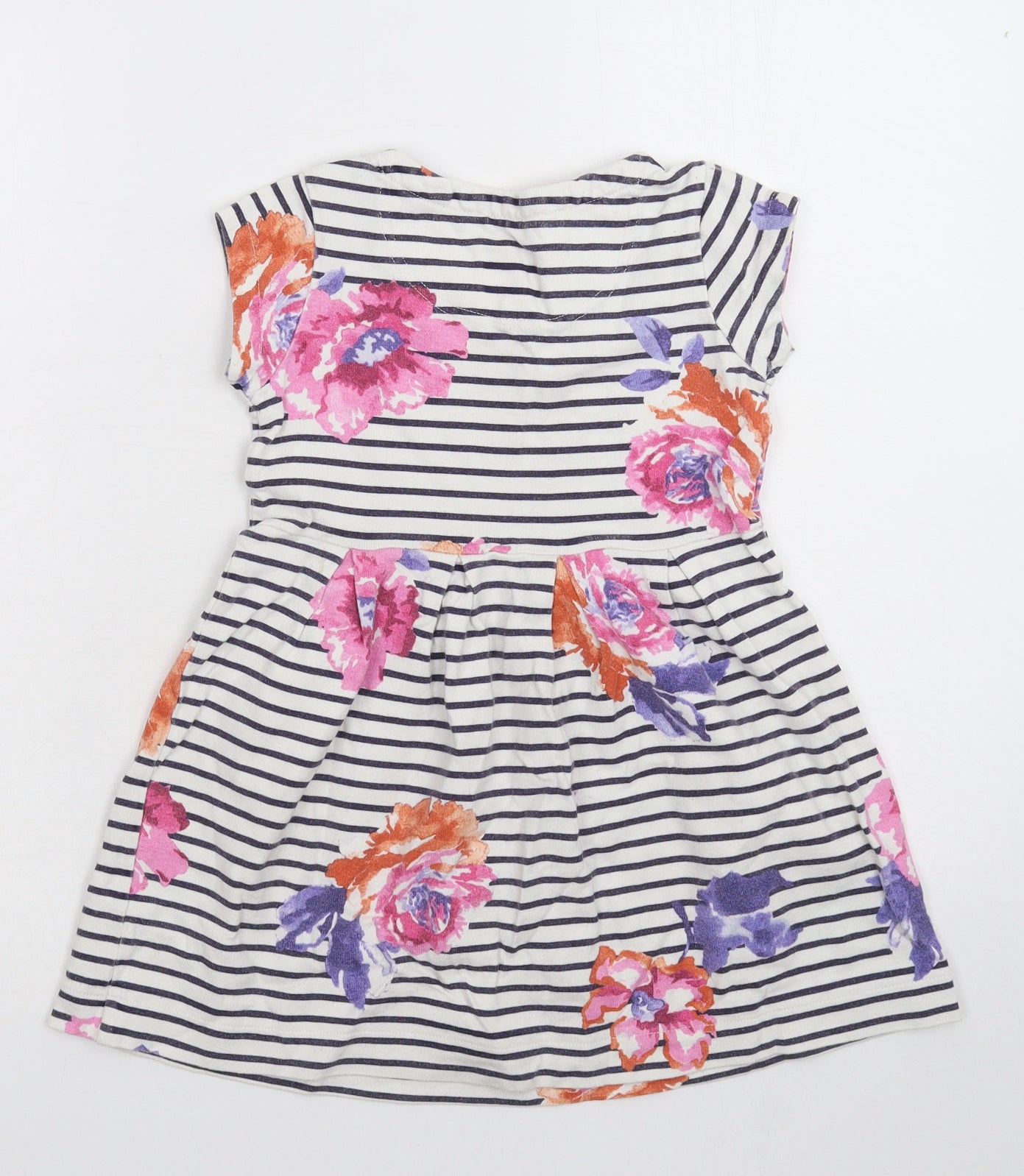 Joules Girls White Striped  Fit & Flare  Size 3-4 Years