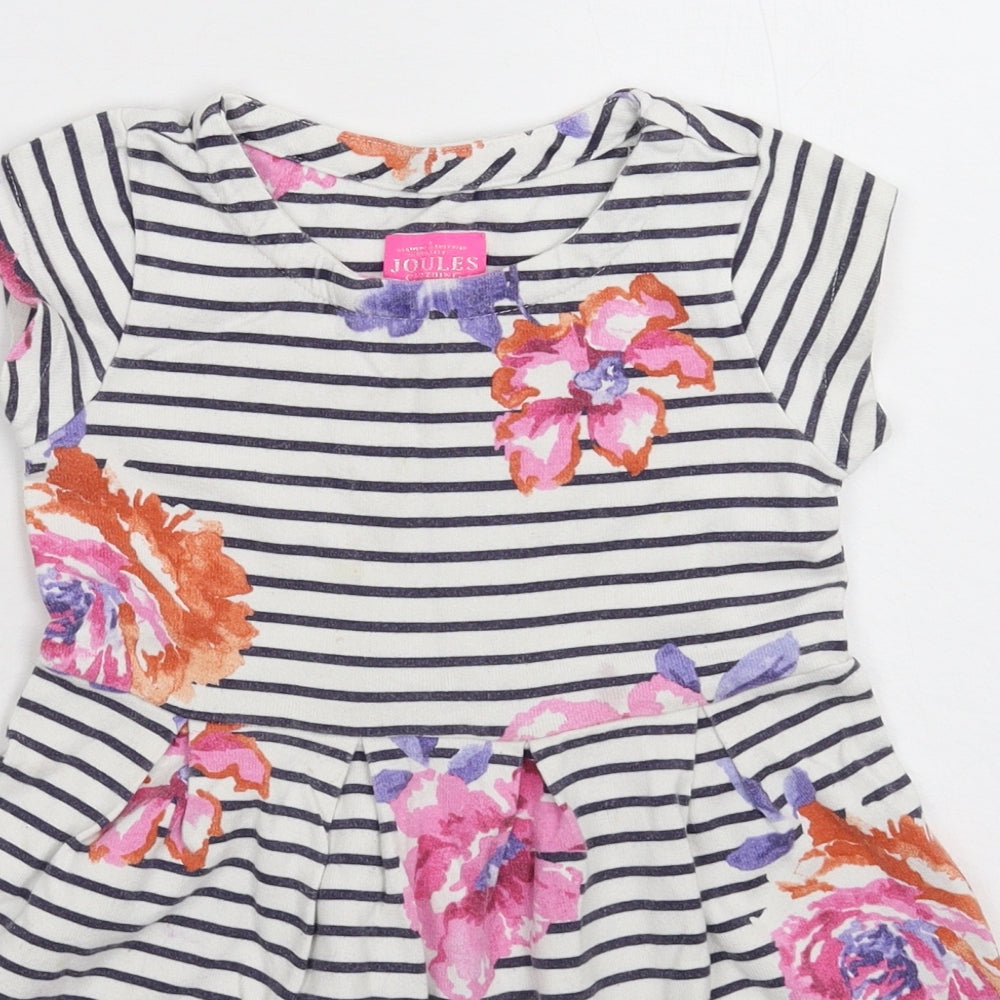 Joules Girls White Striped  Fit & Flare  Size 3-4 Years