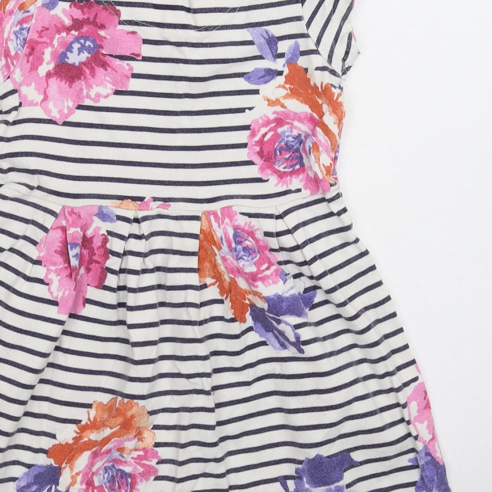 Joules Girls White Striped  Fit & Flare  Size 3-4 Years