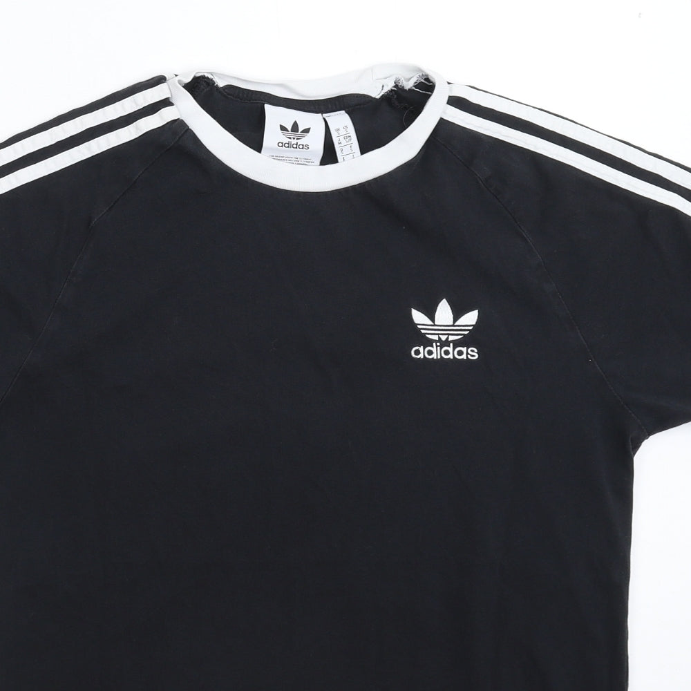 adidas Mens Black Striped   T-Shirt Size S