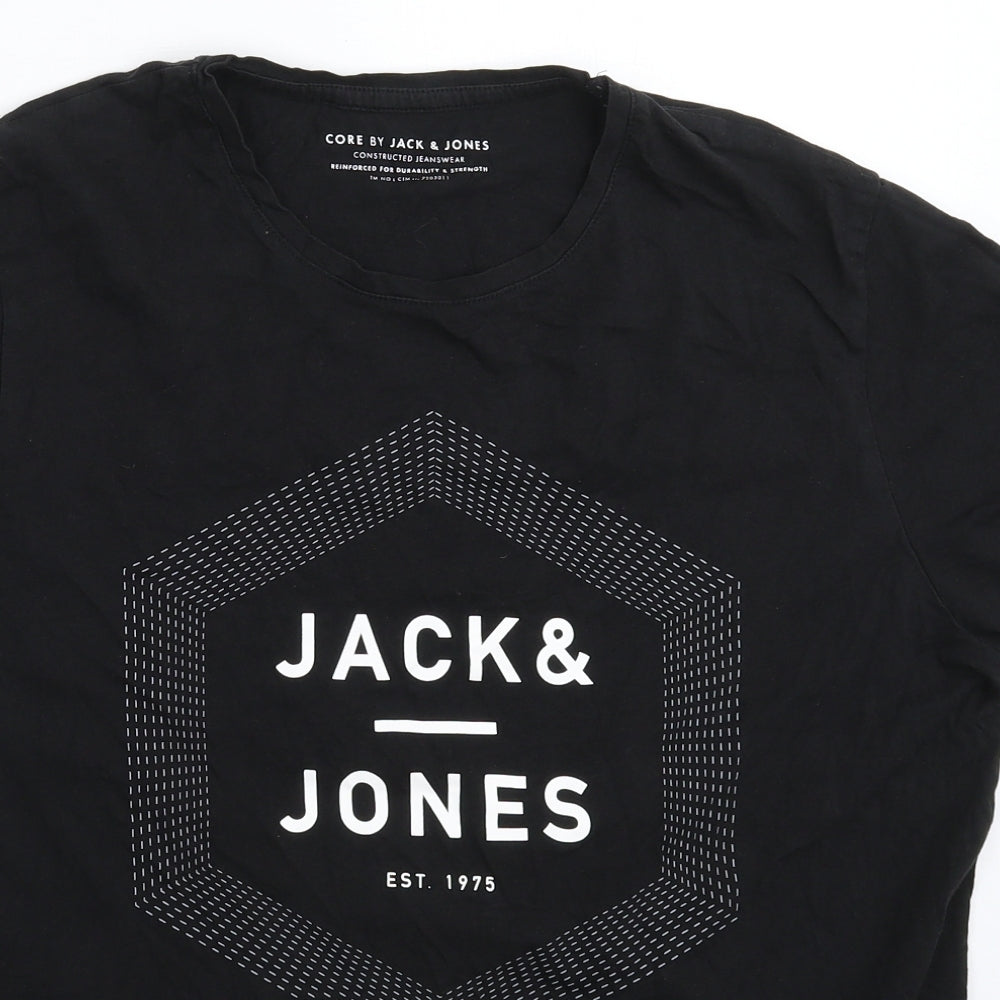 JACK & JONES Mens Black    T-Shirt Size L