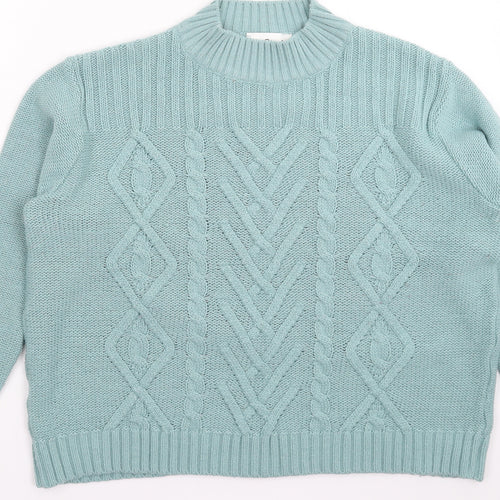Afibel Womens Blue  Knit Pullover Jumper Size L