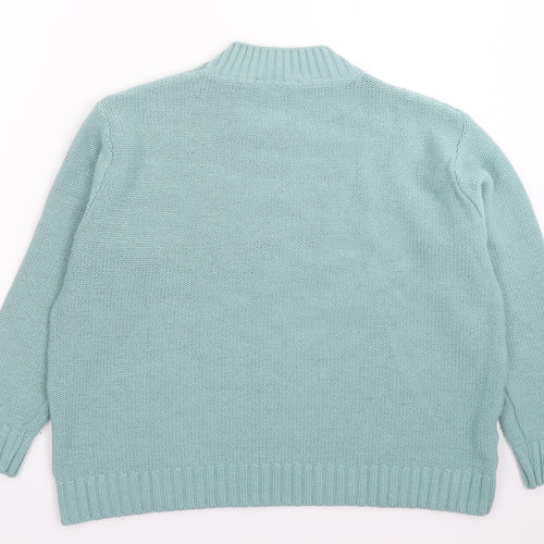 Afibel Womens Blue  Knit Pullover Jumper Size L