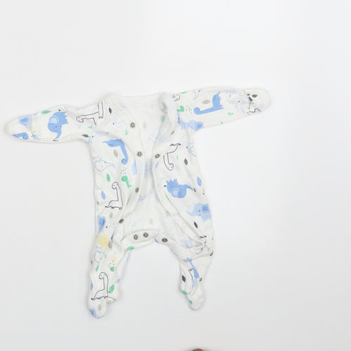 Nutmeg Baby White Animal Print  Romper One-Piece Size Newborn