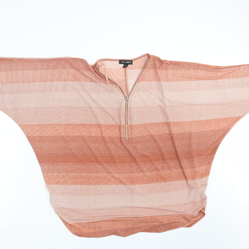 QED London Womens Pink Striped  Pullover Sweatshirt Size L