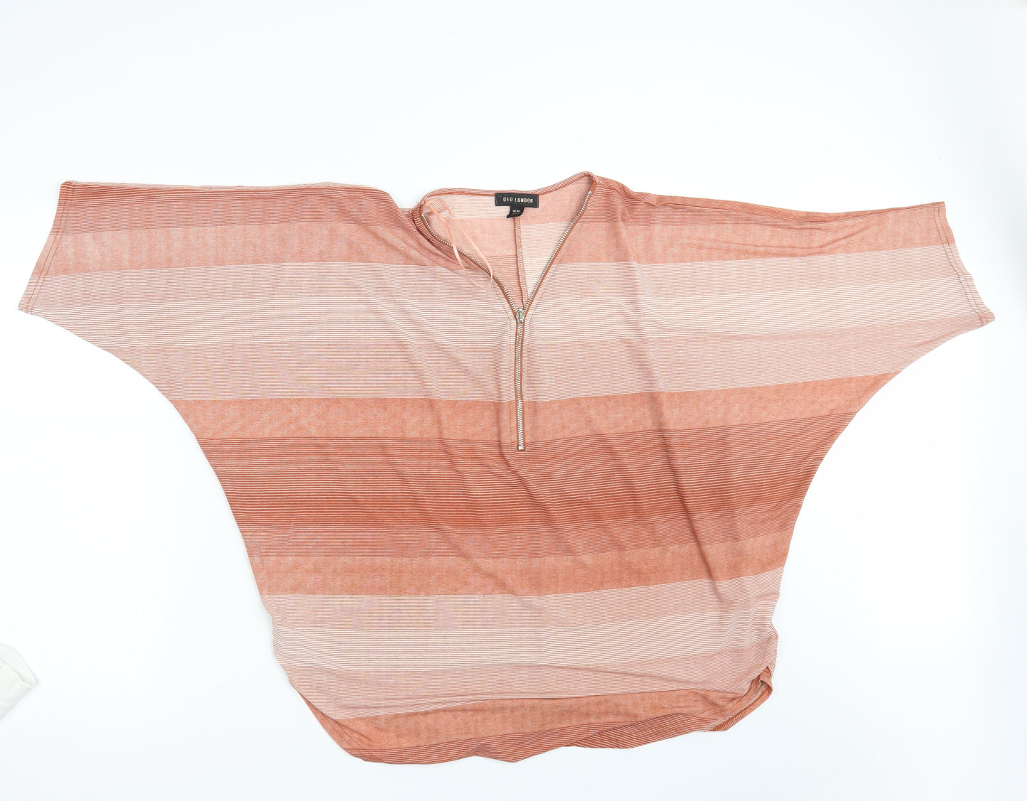 QED London Womens Pink Striped  Pullover Sweatshirt Size L