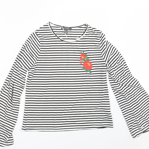 Primark Womens White Striped  Pullover Sweatshirt Size 14