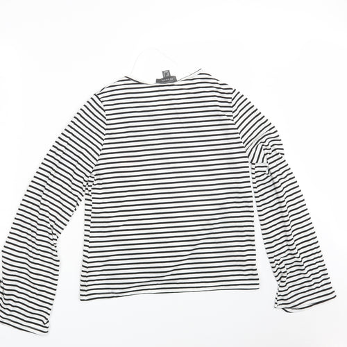 Primark Womens White Striped  Pullover Sweatshirt Size 14