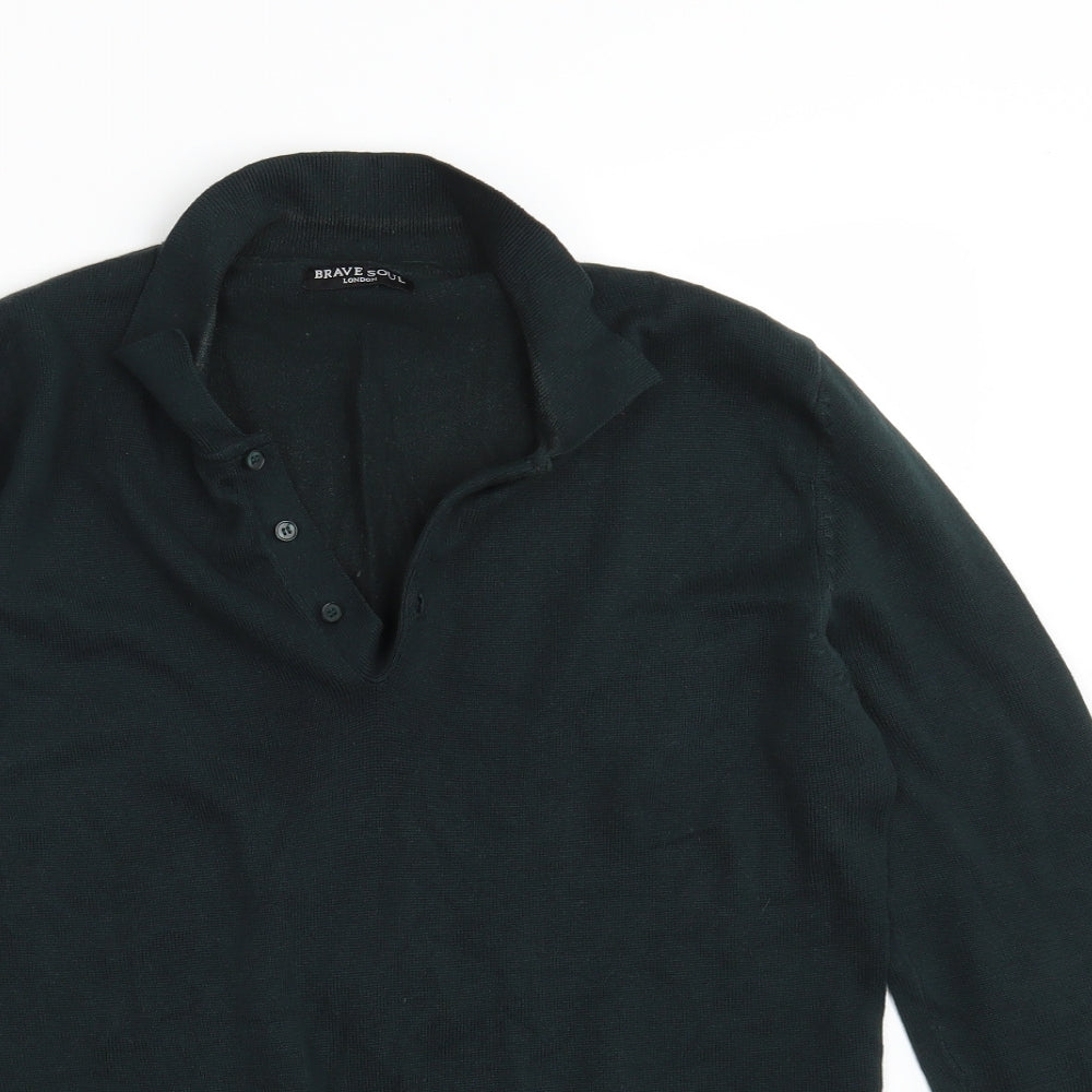 Brave Soul Womens Green  Knit Pullover Jumper Size S