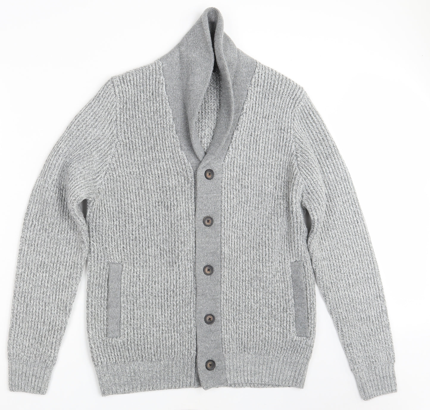 M&S Mens Grey  Knit Cardigan Jumper Size M