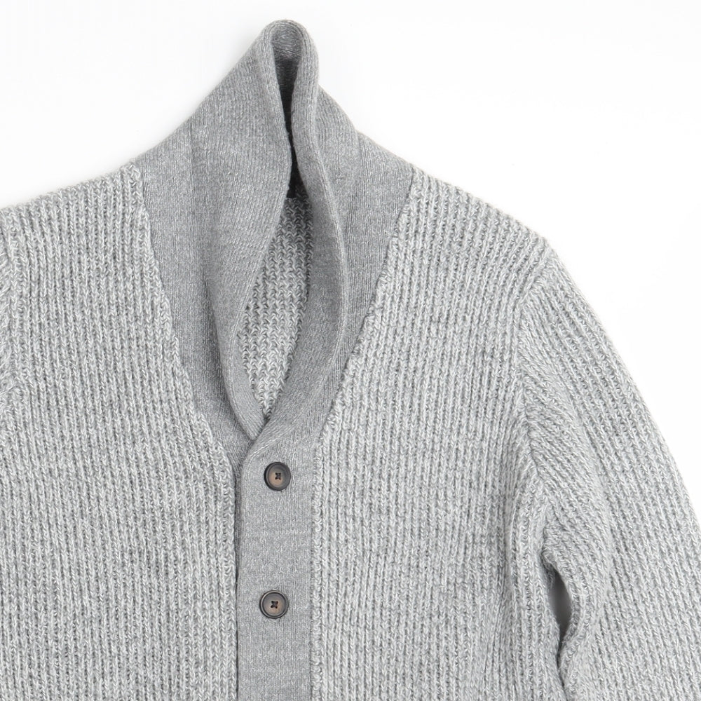 M&S Mens Grey  Knit Cardigan Jumper Size M