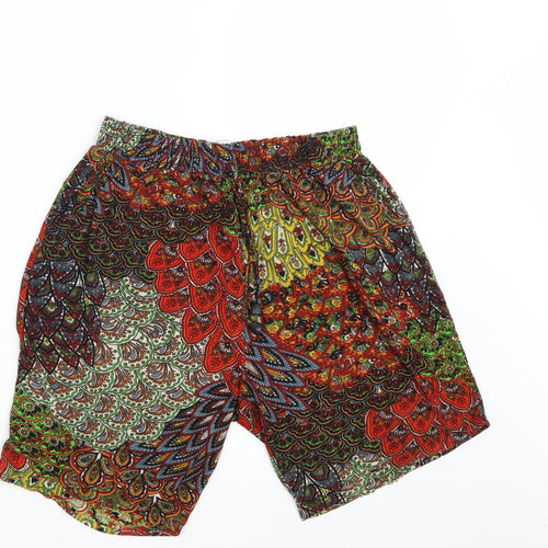 Shi sheng Womens Multicoloured Paisley  Sweat Shorts Size 2XL