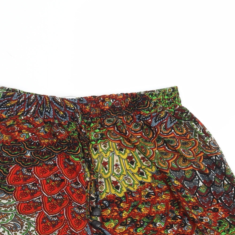 Shi sheng Womens Multicoloured Paisley  Sweat Shorts Size 2XL