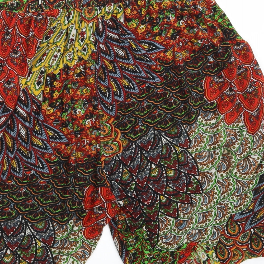 Shi sheng Womens Multicoloured Paisley  Sweat Shorts Size 2XL