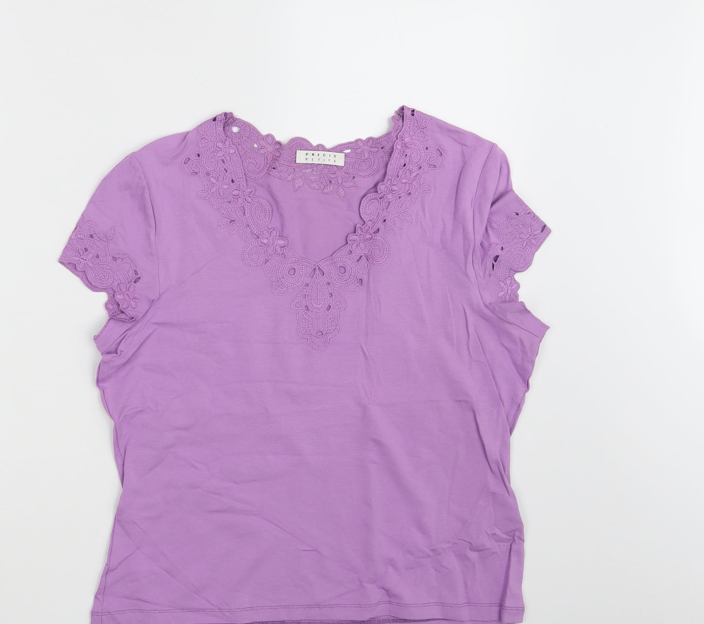 Precis Womens Purple Floral  Basic T-Shirt Size M