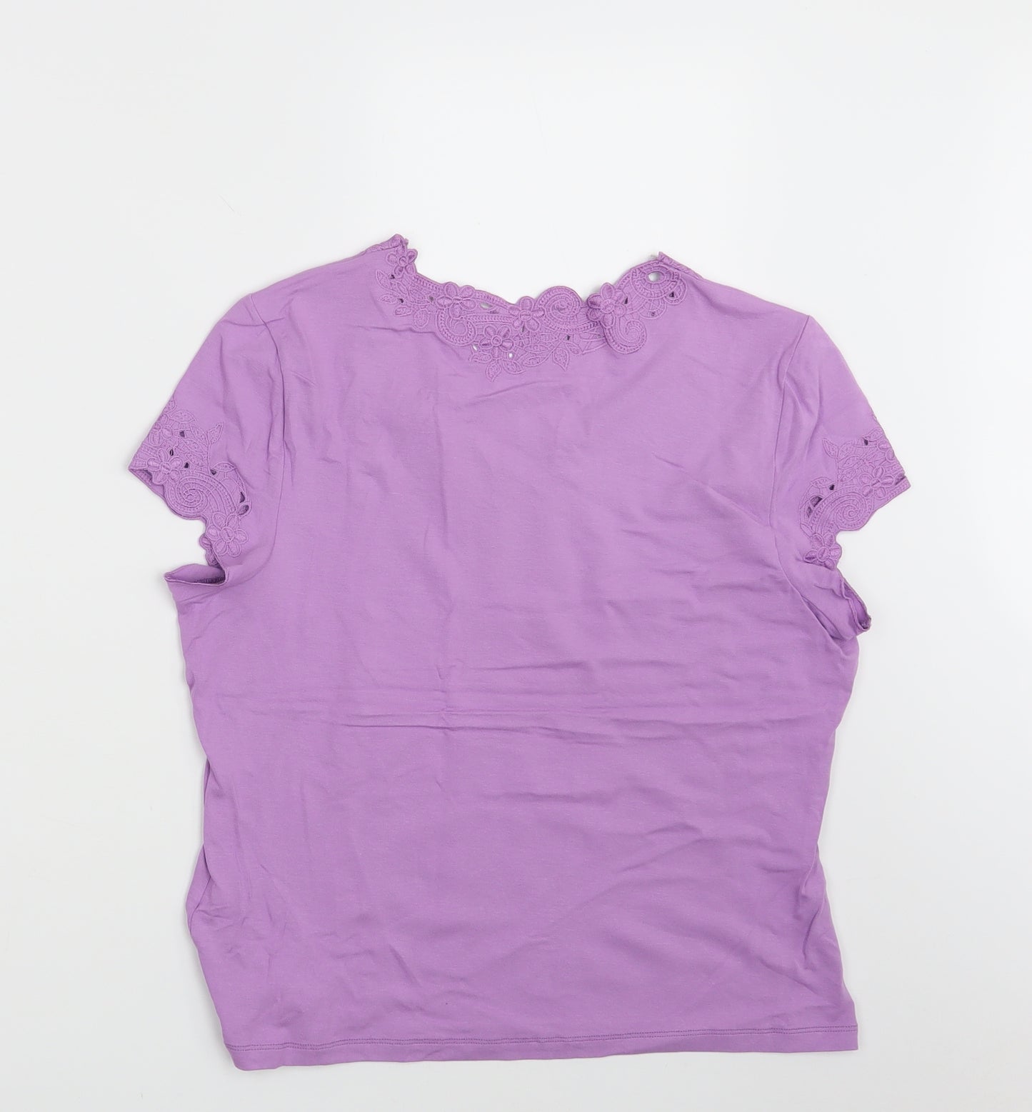Precis Womens Purple Floral  Basic T-Shirt Size M