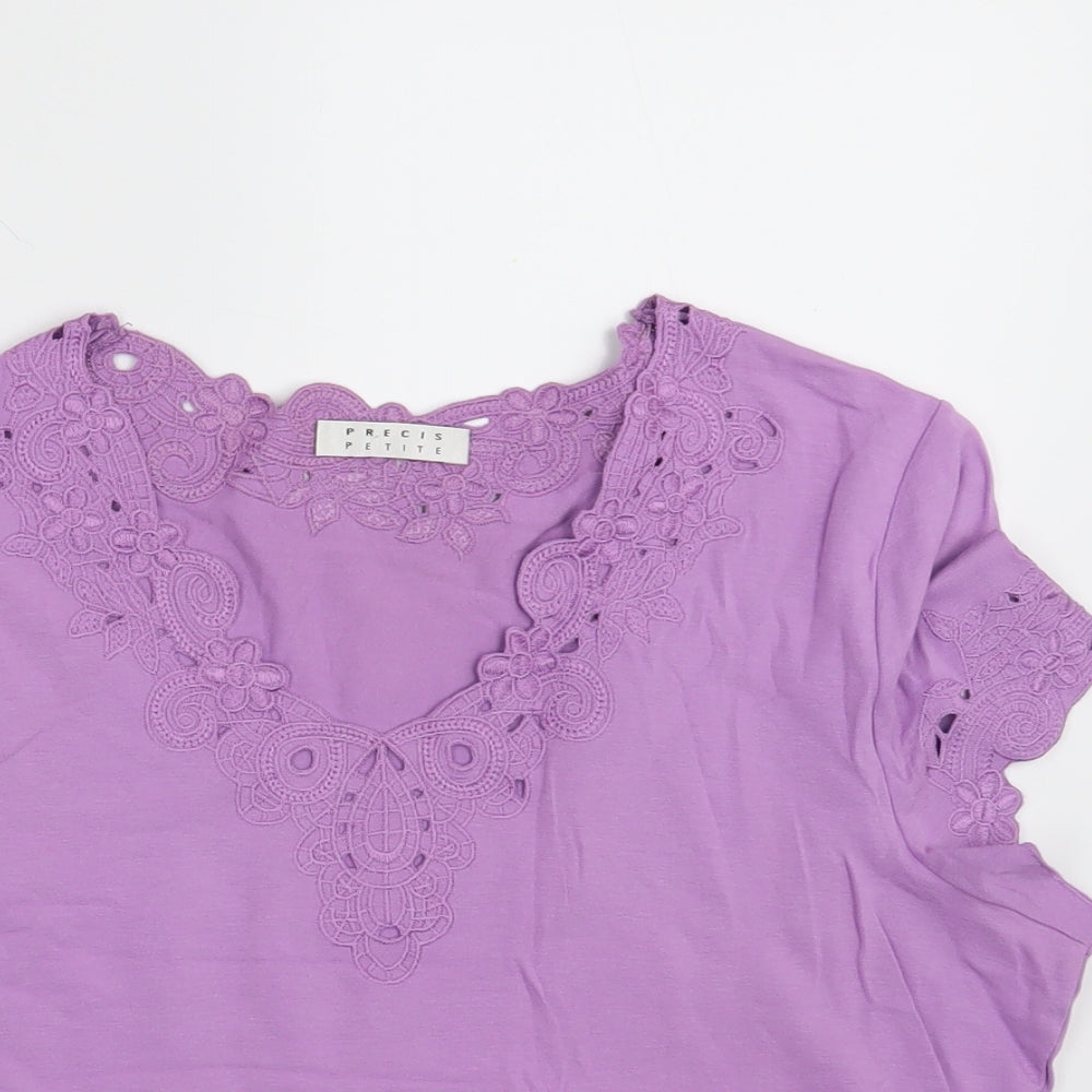 Precis Womens Purple Floral  Basic T-Shirt Size M