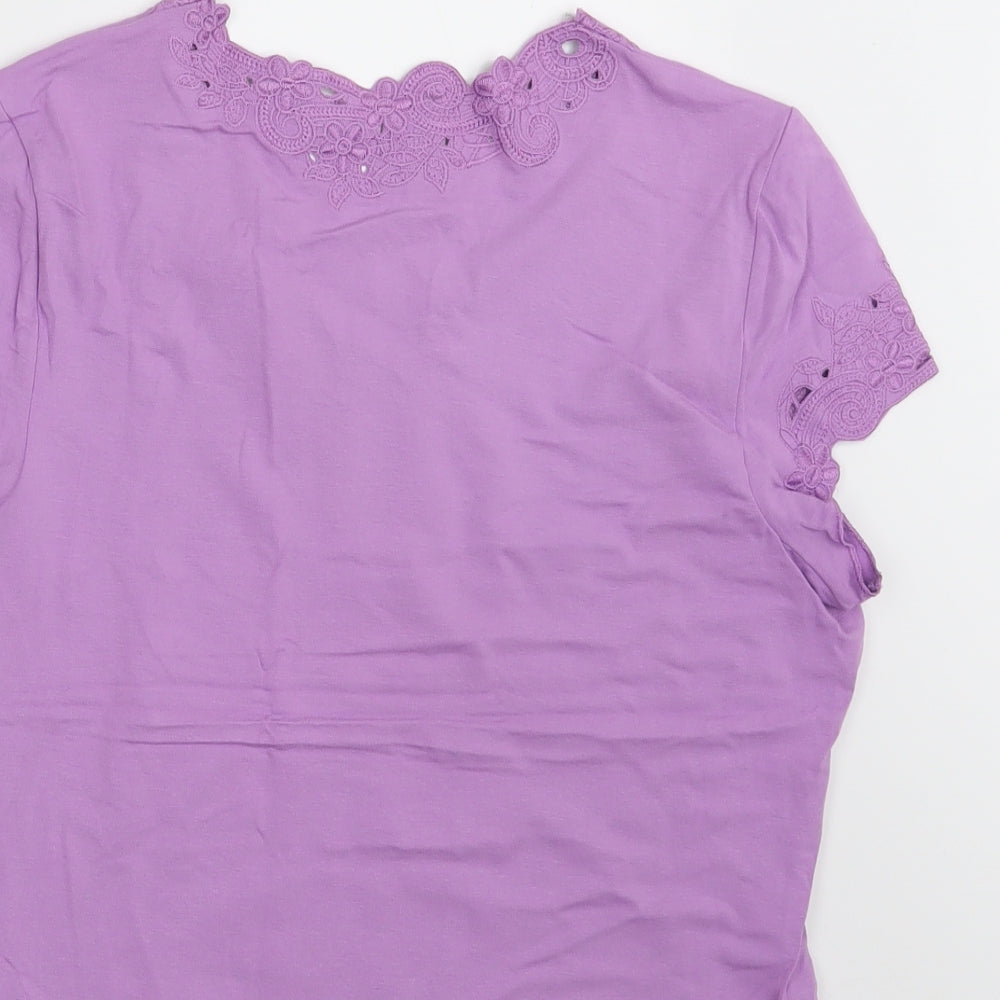 Precis Womens Purple Floral  Basic T-Shirt Size M