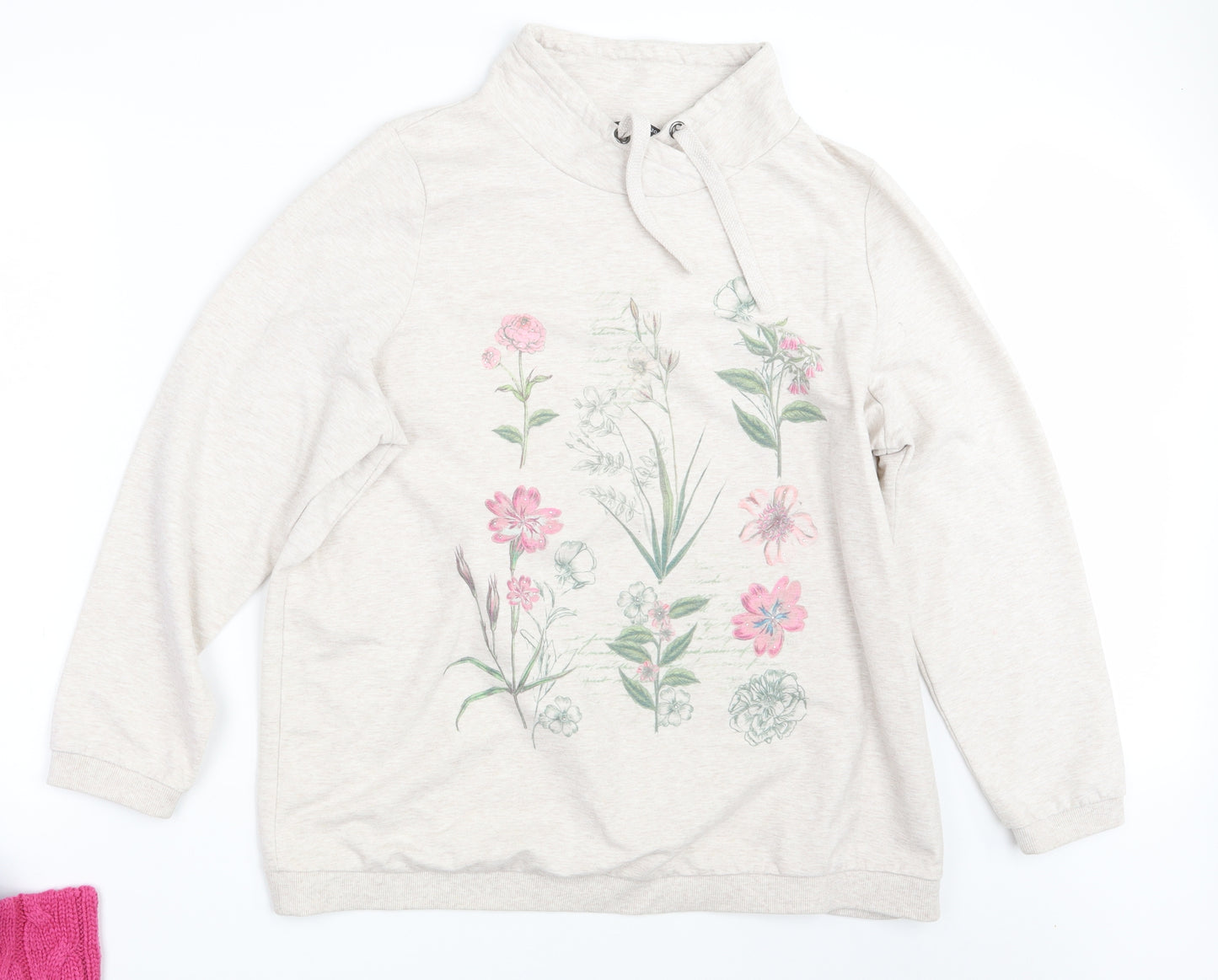 Bonmarché Womens Beige Floral  Pullover Sweatshirt Size 20