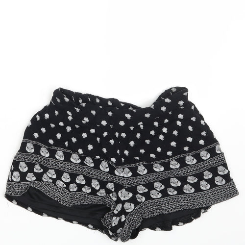 Select Womens Black Floral  Hot Pants Shorts Size 6
