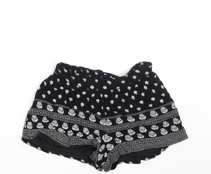 Select Womens Black Floral Hot Pants Shorts Size 6