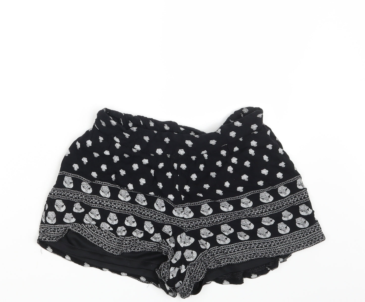 Select Womens Black Floral  Hot Pants Shorts Size 6