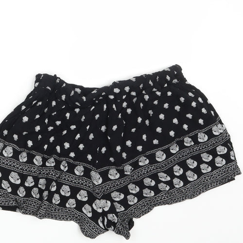 Select Womens Black Floral  Hot Pants Shorts Size 6