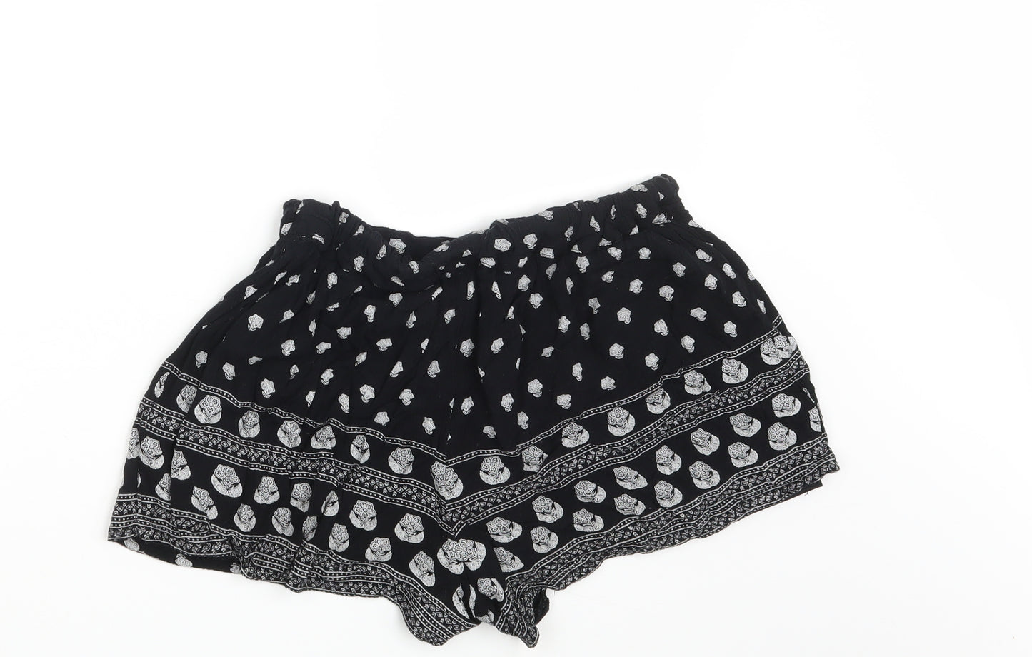 Select Womens Black Floral  Hot Pants Shorts Size 6