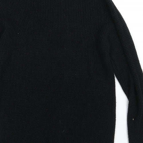 F&F Mens Black  Knit Pullover Jumper Size S