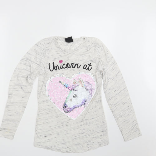 Primark Girls White Spotted  Pullover Sweatshirt Size 12-13 Years  - Unicorn