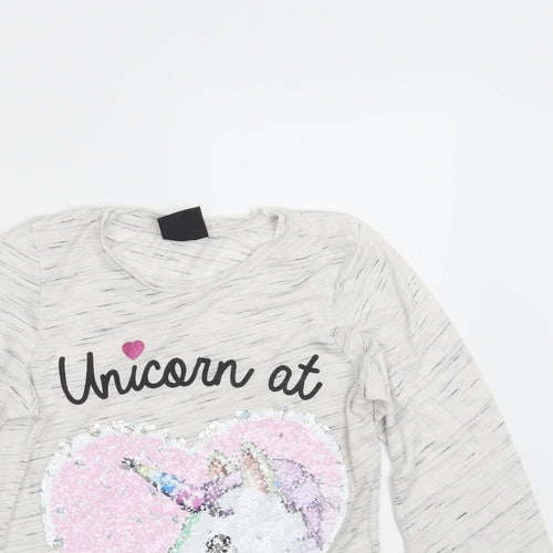 Primark Girls White Spotted  Pullover Sweatshirt Size 12-13 Years  - Unicorn