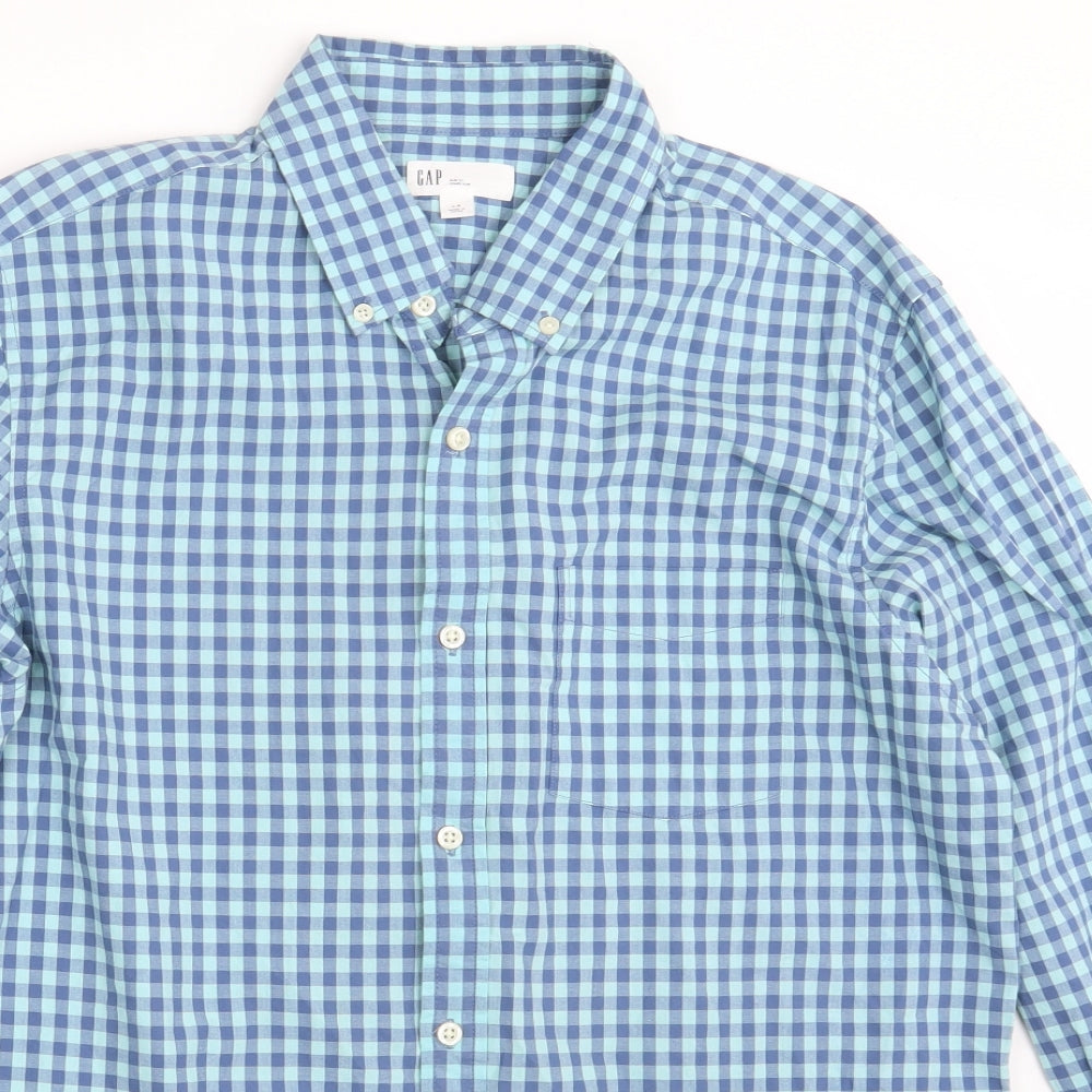 Gap Mens Blue Check   Button-Up Size L