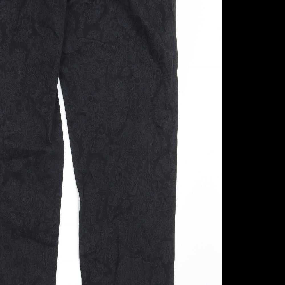David Emanuel Womens Black Floral Denim Straight Jeans Size 14 L27 in