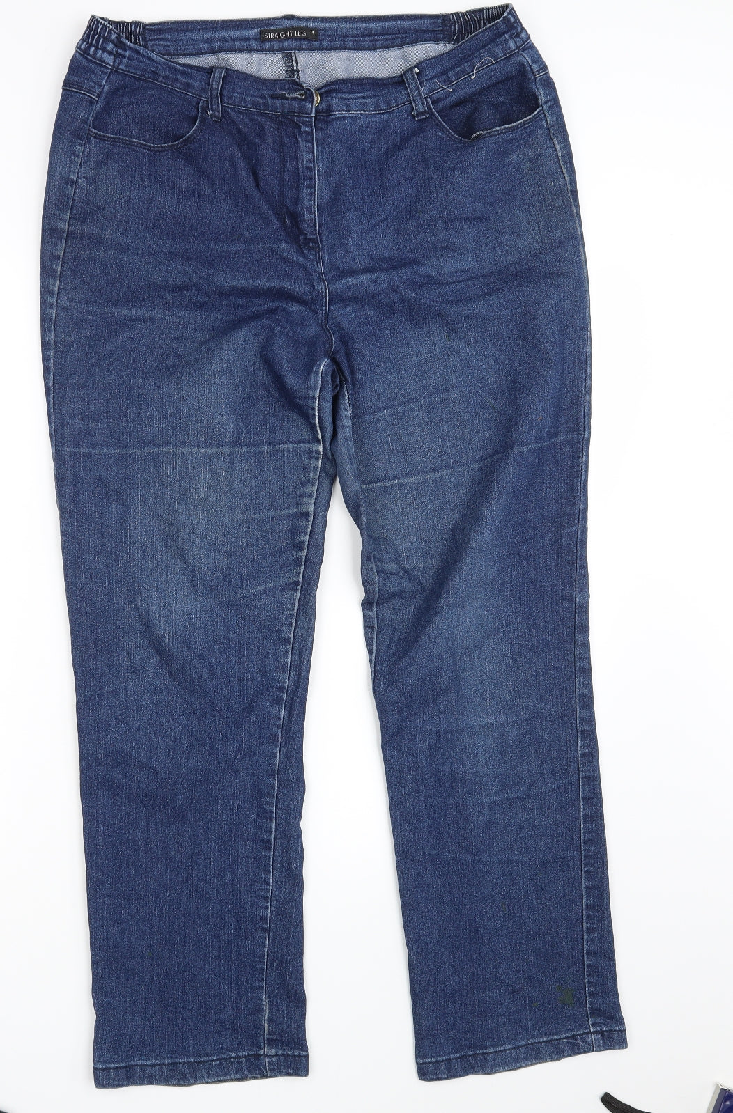 Straight Leg Womens Blue  Denim Straight Jeans Size 14 L29 in