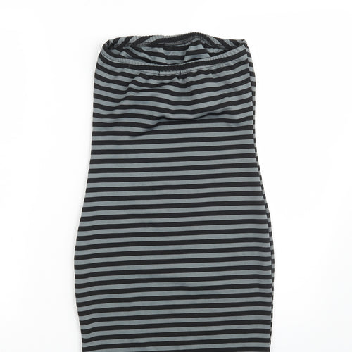 Boohoo Womens Grey Striped  Fit & Flare  Size 8