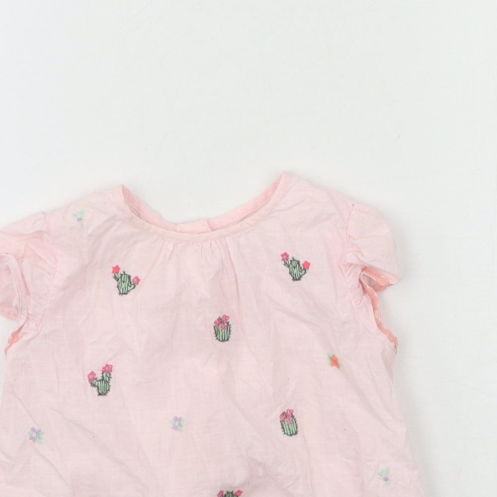 NEXT Girls Pink Floral  Basic T-Shirt Size 12-18 Months