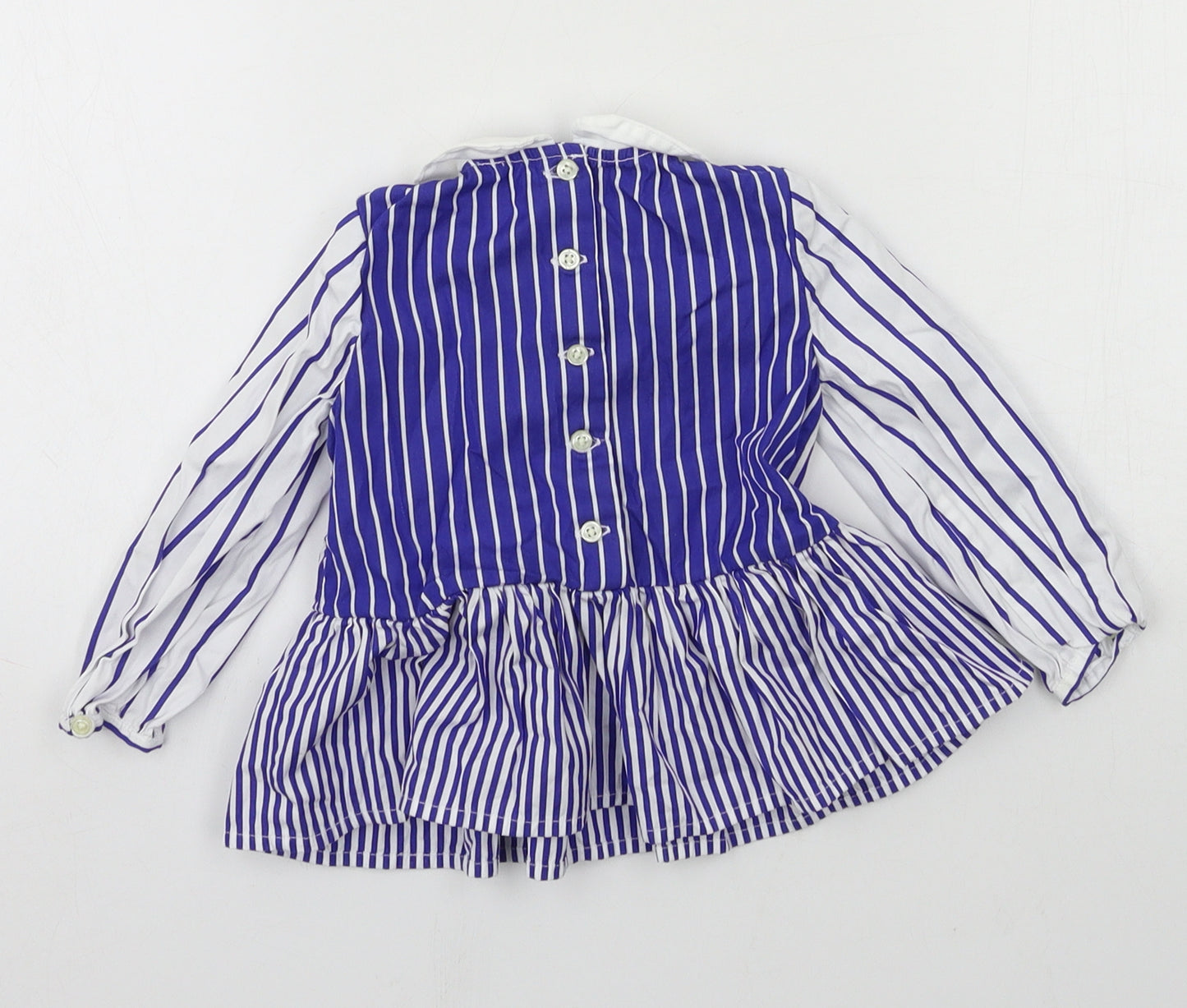 Ralph Lauren Girls Blue Striped  Basic Blouse Size 12 Months