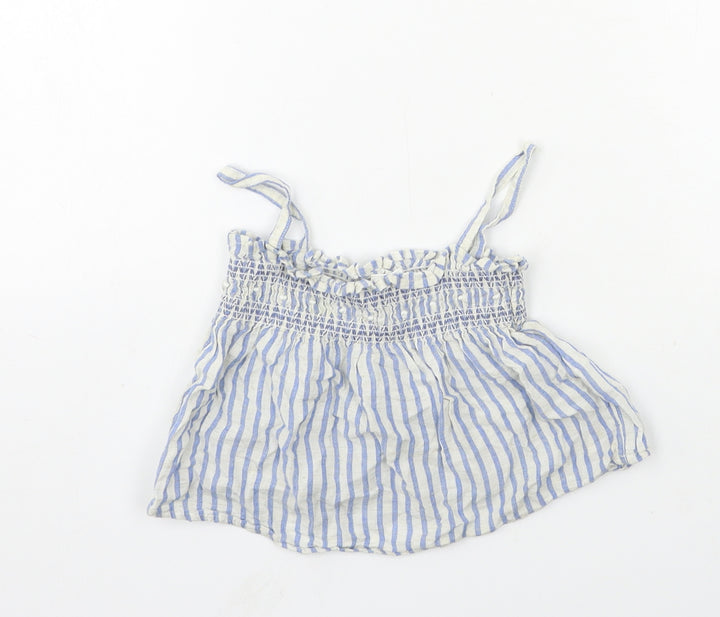 NEXT Girls Blue Striped  Basic Tank Size 12-18 Months