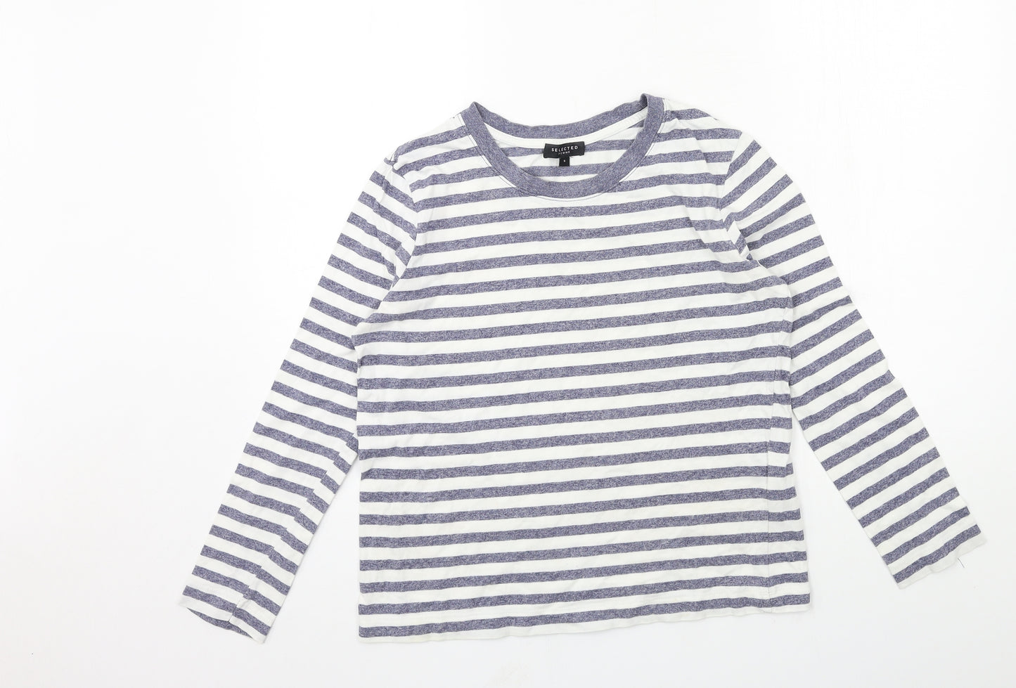 Selected Femme Womens Blue Striped Jersey Basic T-Shirt Size S