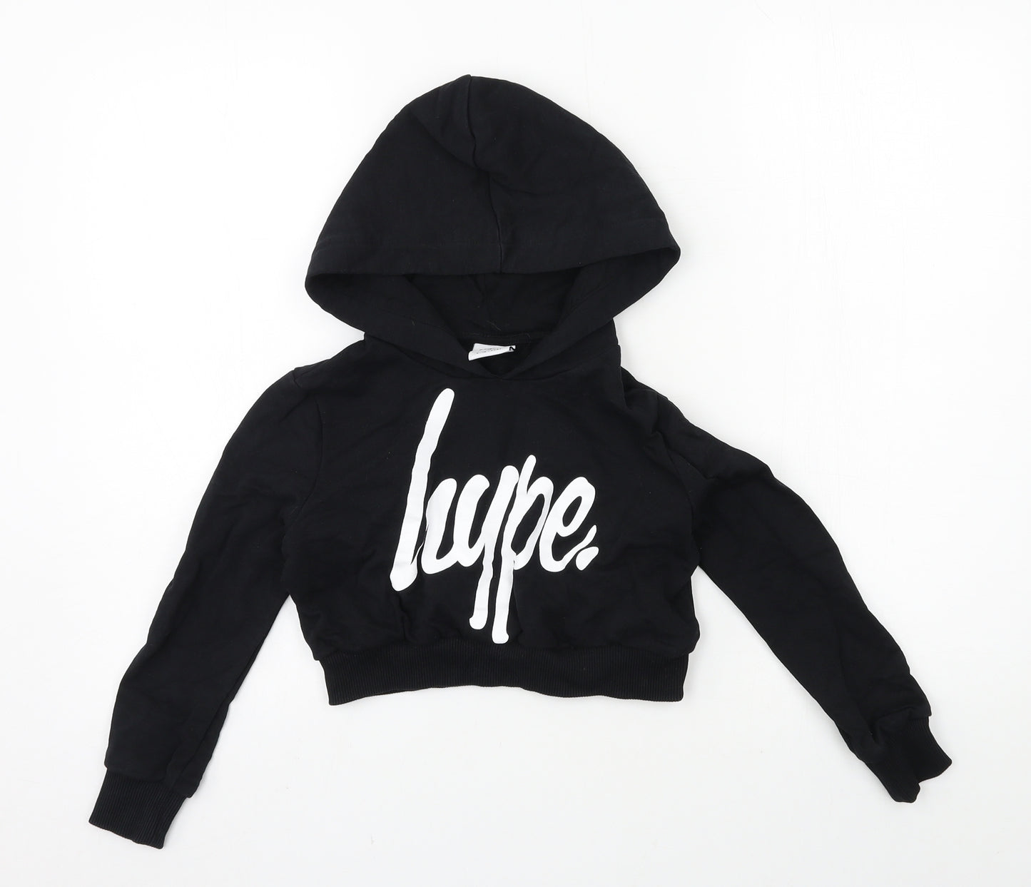 Hype Girls Black  Jersey Pullover Hoodie Size 9-10 Years