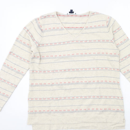 DASH Womens Beige Striped Knit Pullover Jumper Size 12
