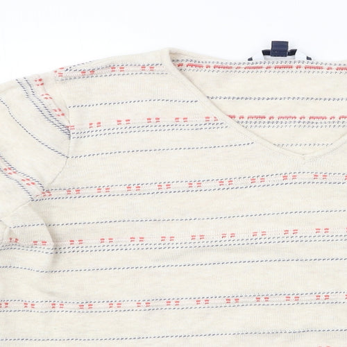 DASH Womens Beige Striped Knit Pullover Jumper Size 12