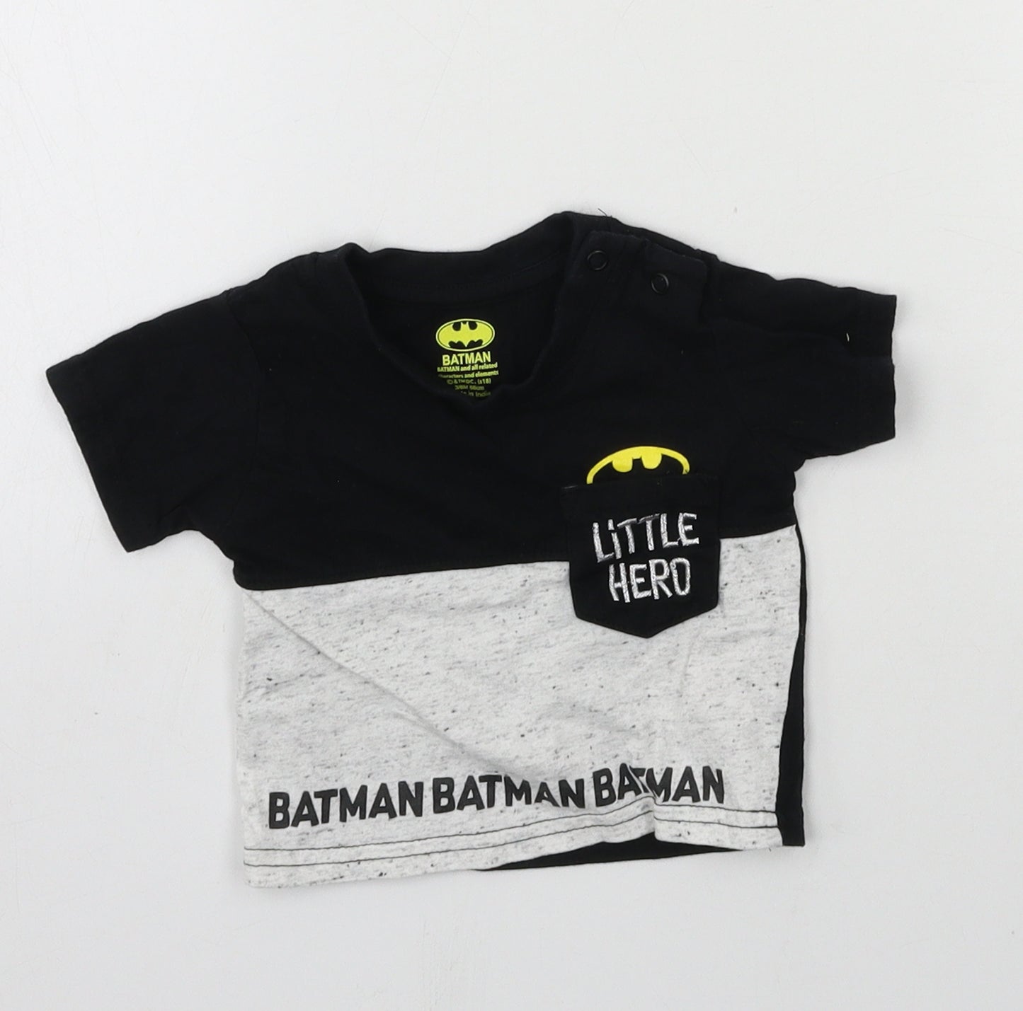 Batman Boys Black Geometric Jersey Basic T-Shirt Size 3-6 Months