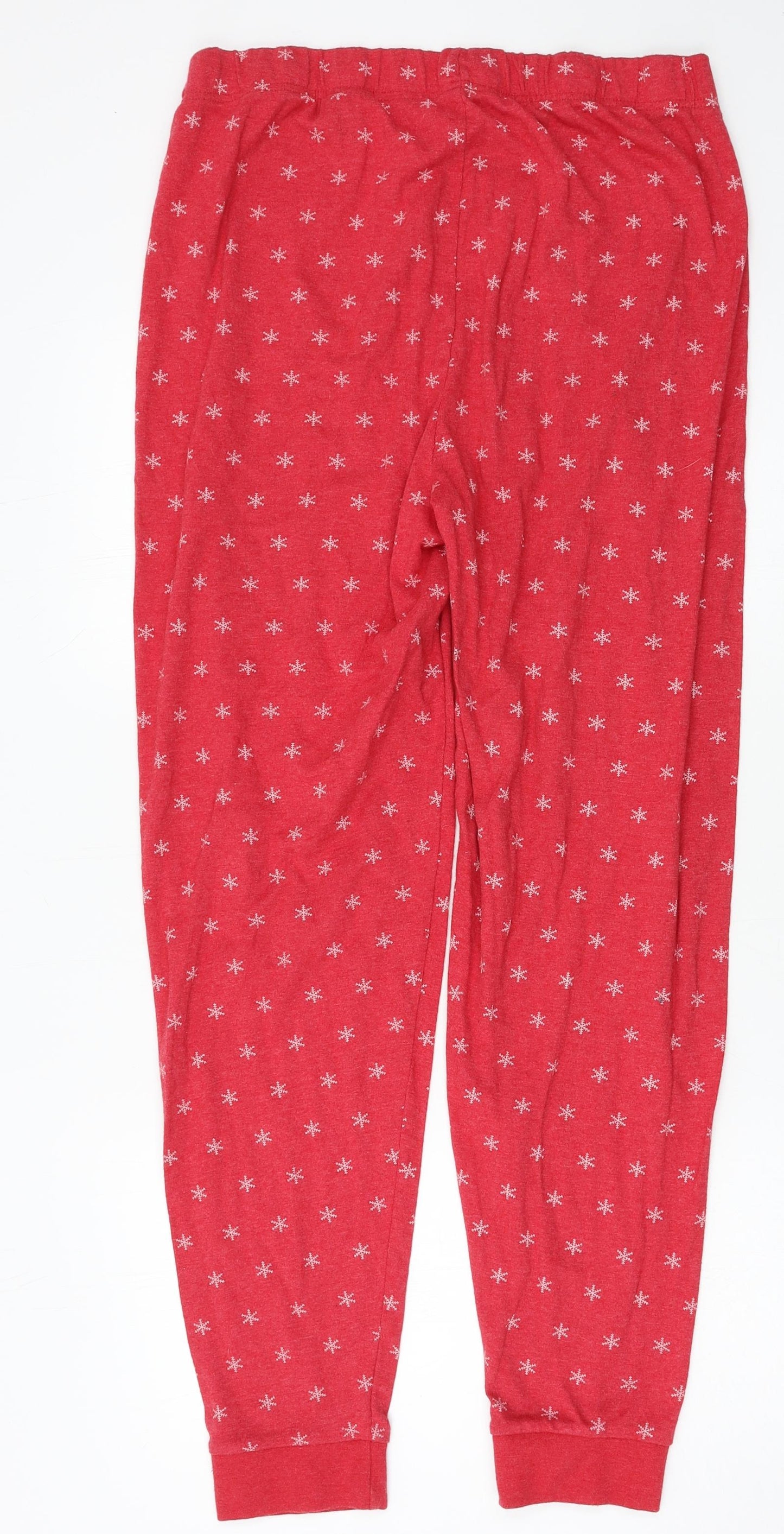 Primark Womens Red Geometric Jersey Capri Pyjama Pants Size L  - Snowflake
