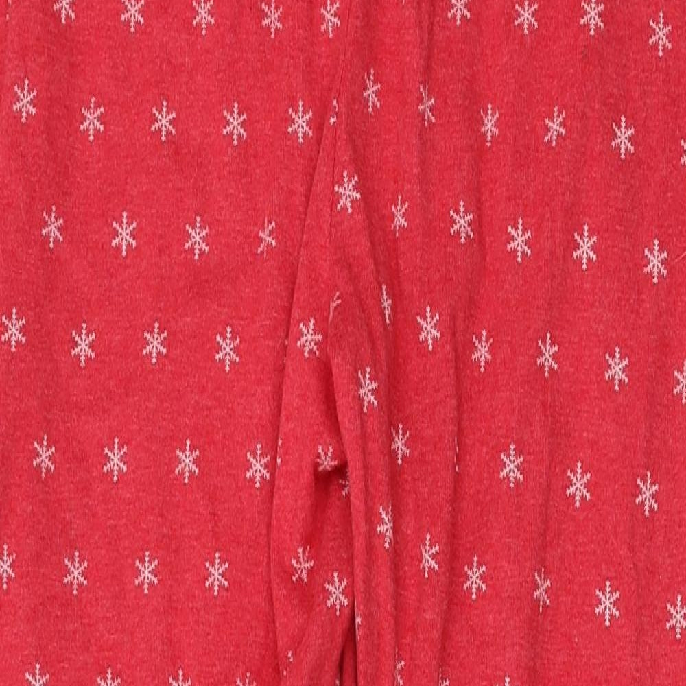 Primark Womens Red Geometric Jersey Capri Pyjama Pants Size L  - Snowflake